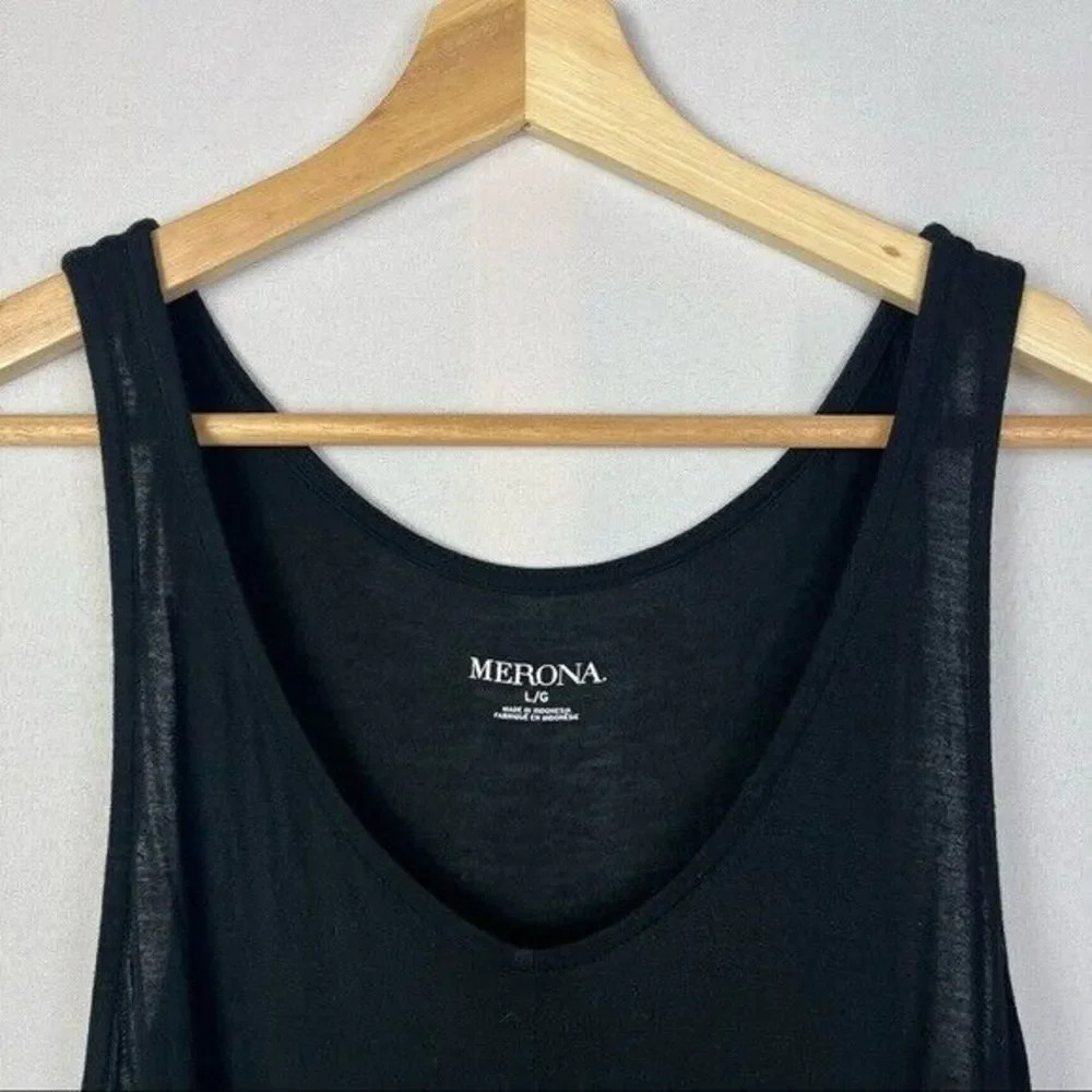 Merona Black Ladder Stitch Babydoll Tank Top L - Picture 3 of 3